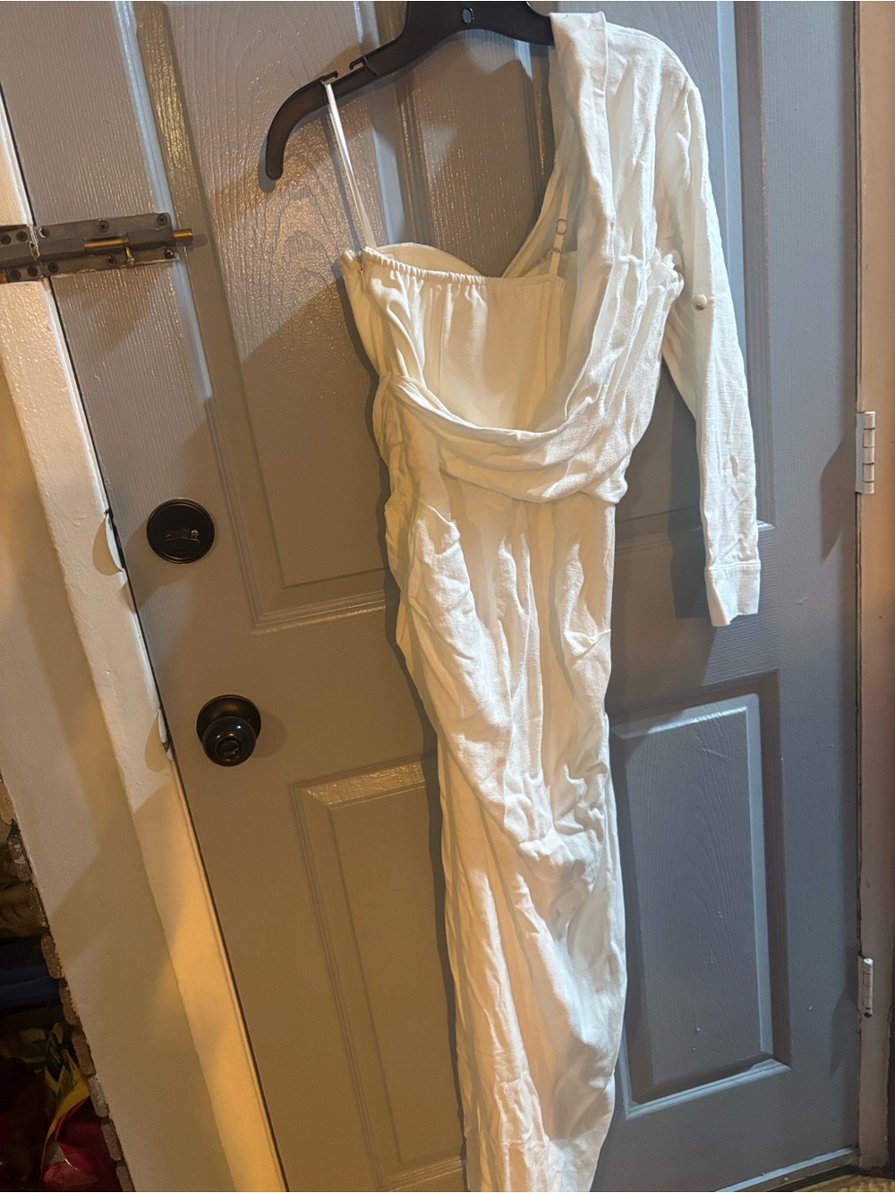 JLUXLABEL One-Shoulder Ivory Ruched Cocktail Dress - Picture 3 of 3